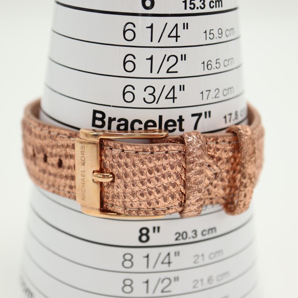 Michael Kors Rose Gold Tone 45mm Chronograph Watch Python Baguette Gramercy Work - Picture 4 of 13